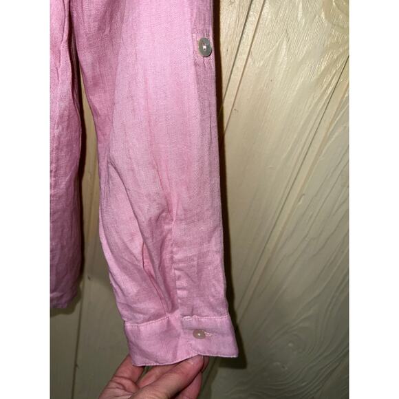 J. Jill Shirt Womens Medium Love Linen Tab Sleeve Button Front Top Clean Girl - Picture 4 of 8